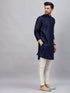 Men's Navy Blue Woven Kurta With Pant Set